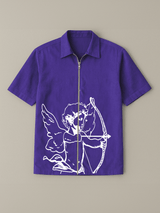 Purple Cupid Graphic Zipped Shirt Shirts Fugazee 