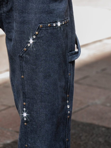 Black Riveted Carpenter Patch Denim Jeans Fugazee 