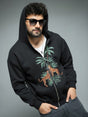 Black Tropical Tiger Embroidered Hoodie Sweatshirts Fugazee 