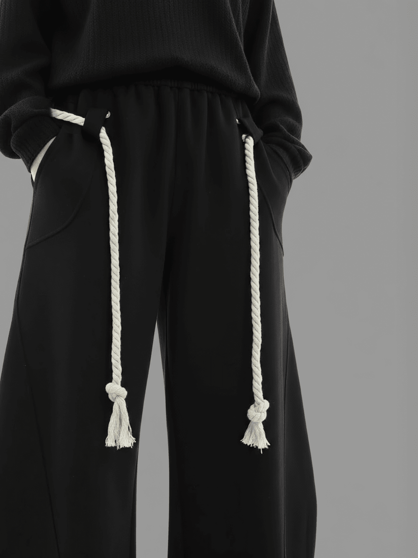 Black Urban Knot Barrel Fit Trackpants Trackpants Fugazee 