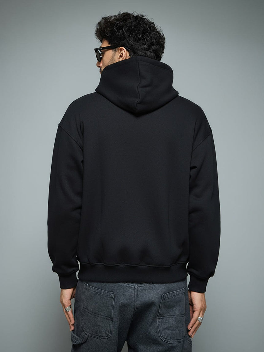 Black Tropical Tiger Embroidered Hoodie Sweatshirts Fugazee 