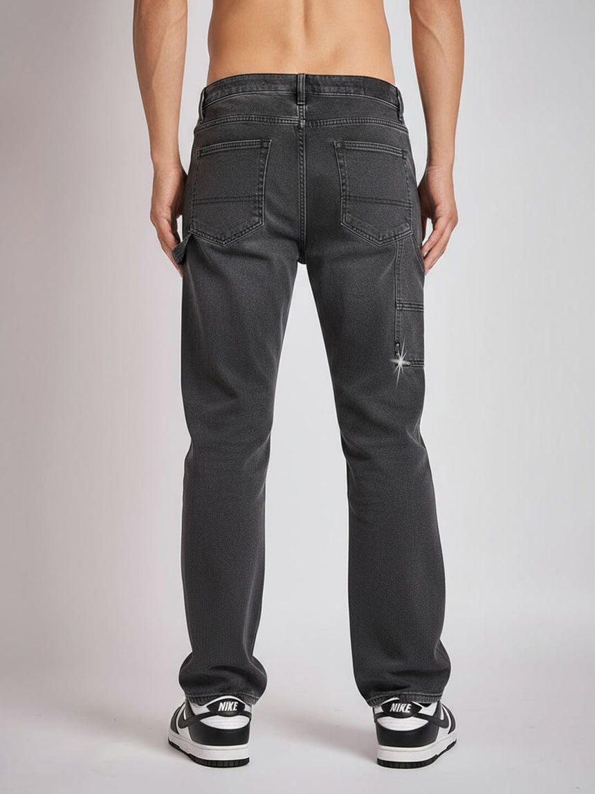 Black Riveted Carpenter Patch Denim Jeans Fugazee 