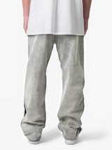 White Washed Baggy Snake Skin Stripe Denim Jeans Fugazee 