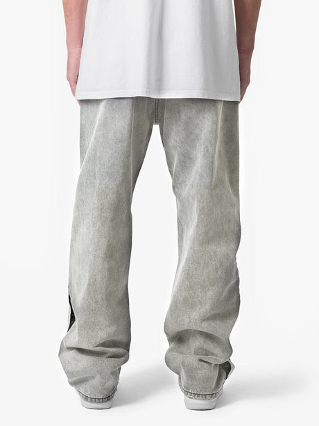 White Washed Baggy Snake Skin Stripe Denim Jeans Fugazee 