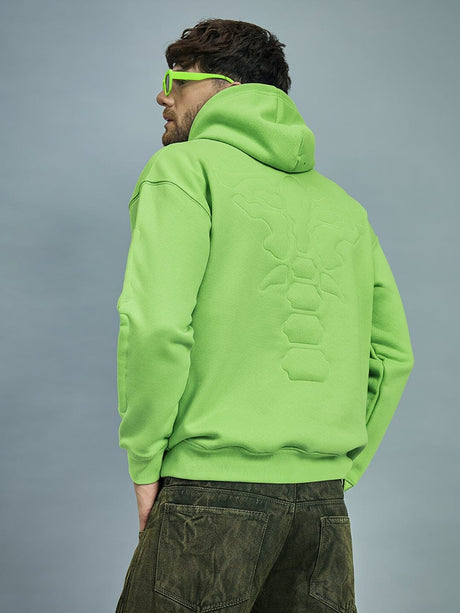 Neon Exoskeleton Quilted Oversized Hooded Sweatshirt Sweatshirts Fugazee 
