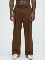 Brown Pleated Korean Pants Trousers Fugazee 