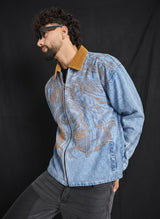 Ice Lineart Embriodery Harrington Denim Jacket Jackets Fugazee 