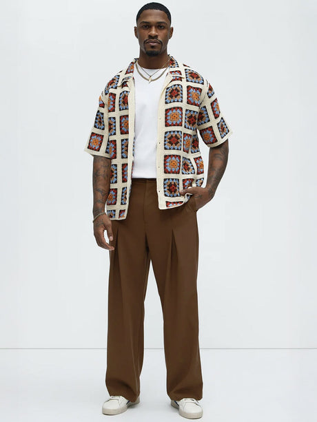 Brown Pleated Korean Pants Trousers Fugazee 