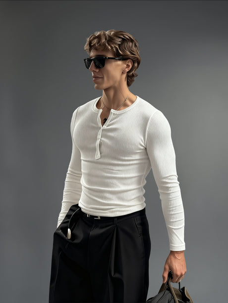 Off-White Ribbed Henley Longsleeves Tshirt T-Shirts Fugazee 