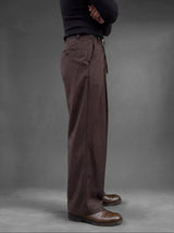 Coffee Brown Korean Pleated Trousers Trousers Fugazee 