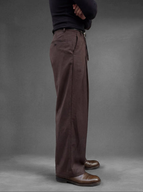 Coffee Brown Korean Pleated Trousers Trousers Fugazee 