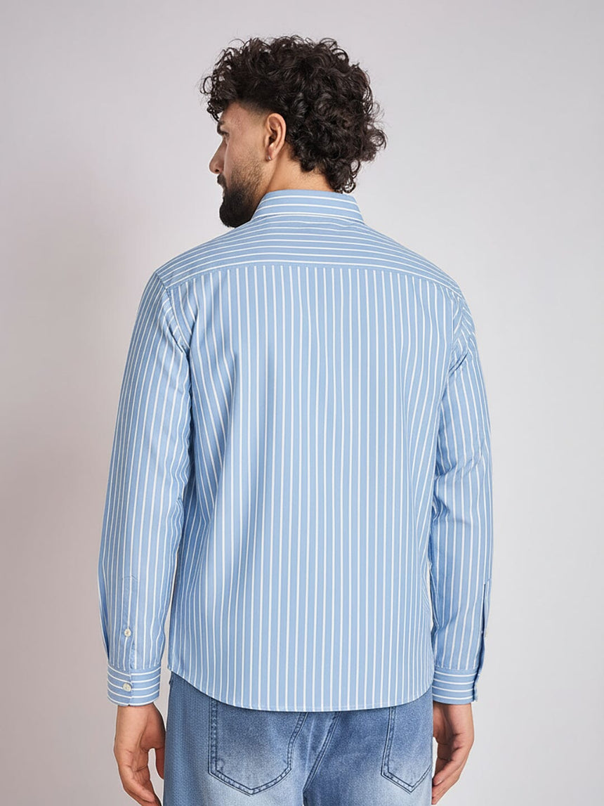 Sky Striped Numerals Shirt Shirts Fugazee 