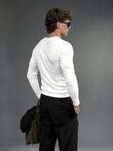 White Ribbed Henley Longsleeves Tshirt T-Shirts Fugazee 