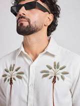 White Palm Embroidery Corduroy Shirt Shirts Fugazee 