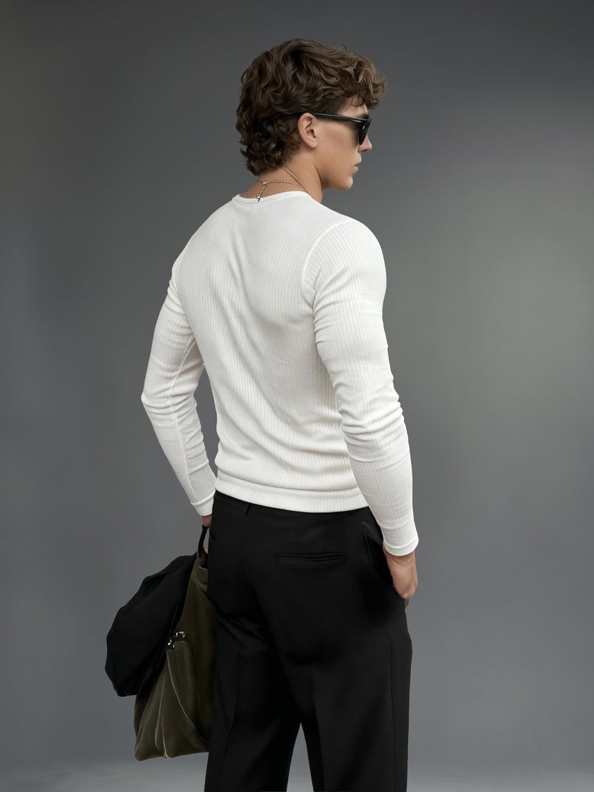 Off-White Ribbed Henley Longsleeves Tshirt T-Shirts Fugazee 