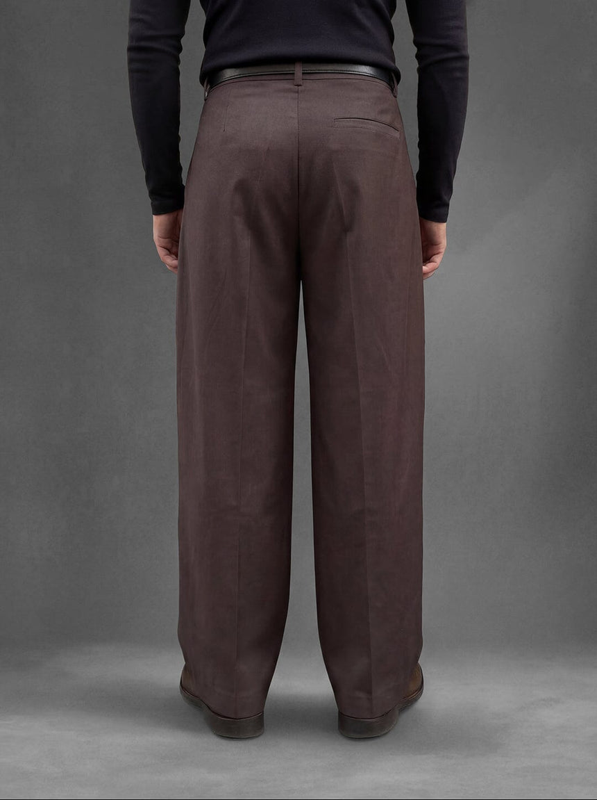 Coffee Brown Korean Pleated Trousers Trousers Fugazee 