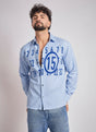 Sky Striped Numerals Shirt Shirts Fugazee 