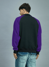 Black & Purple Raglan Polo Sweatshirt Sweatshirts Fugazee 