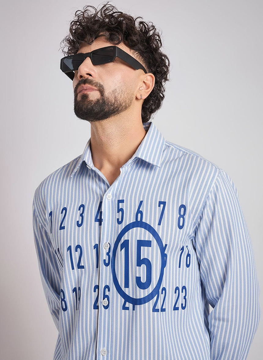 Sky Striped Numerals Shirt Shirts Fugazee 