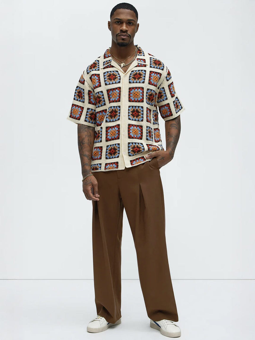 Brown Pleated Korean Pants Trousers Fugazee 