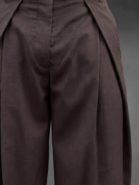 Coffee Brown Korean Pleated Trousers Trousers Fugazee 