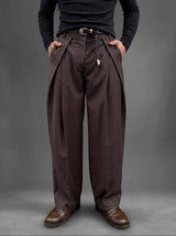 Coffee Brown Korean Pleated Trousers Trousers Fugazee 