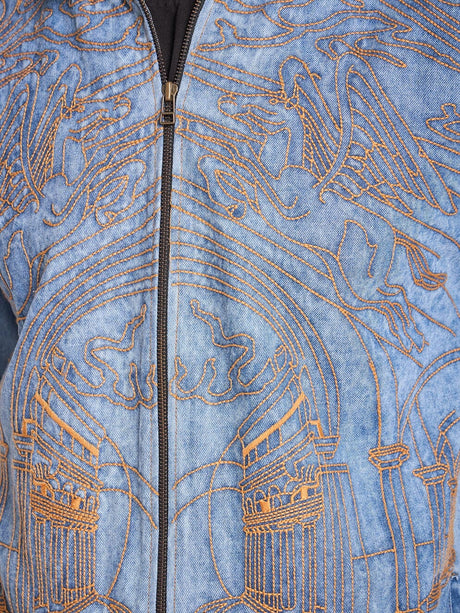 Ice Lineart Embriodery Harrington Denim Jacket Jackets Fugazee 