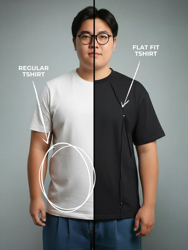 Black Faux Flat Look Cut and Sew Tshirt T-Shirts Fugazee 