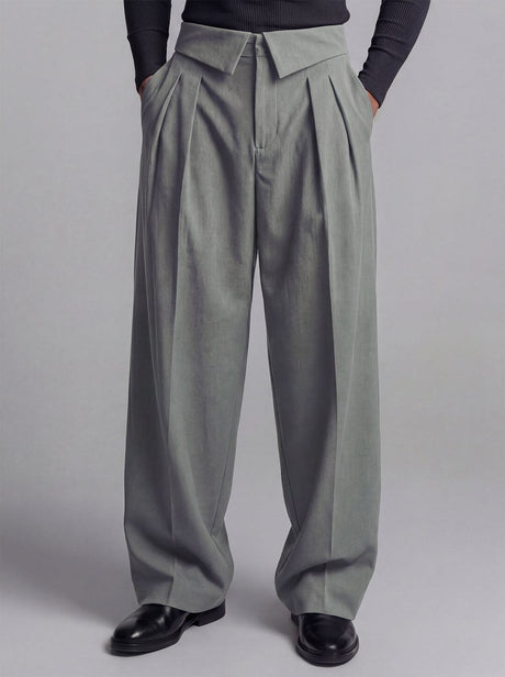 Grey Inverted Waist Tailored Trousers Trousers Fugazee 