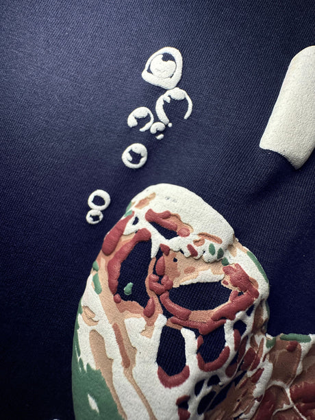 Navy Turtle Graphic Oversized Tshirt