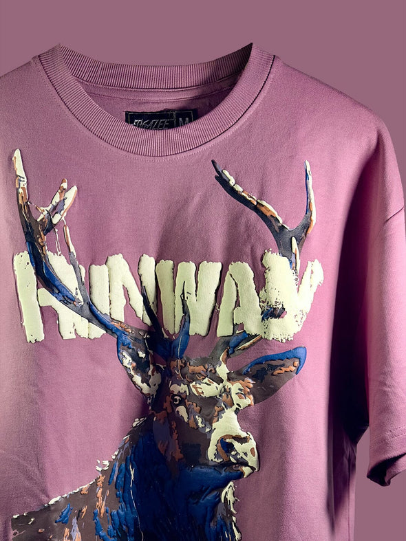 Dusty Pink Antelope Graphic Oversized Tshirt