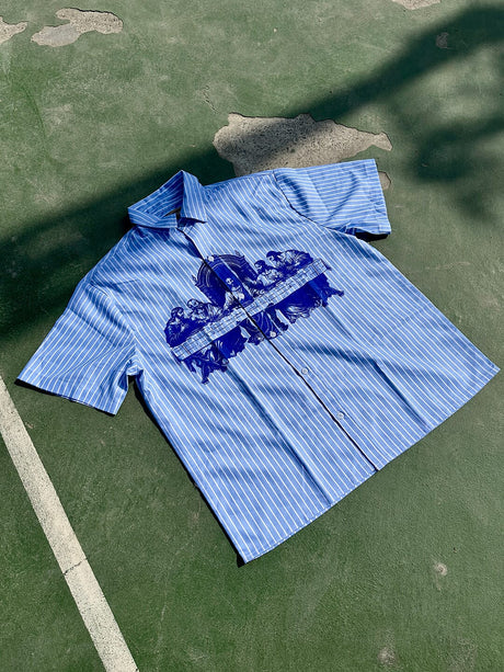 Blue Striped Short Sleeves Shirt Shirts Fugazee 
