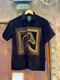 Black Corduroy Horse Embroidery Shirt Shirts Fugazee 