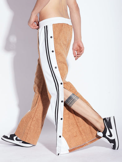Brick Washed Snapbutton Flared Trackpants