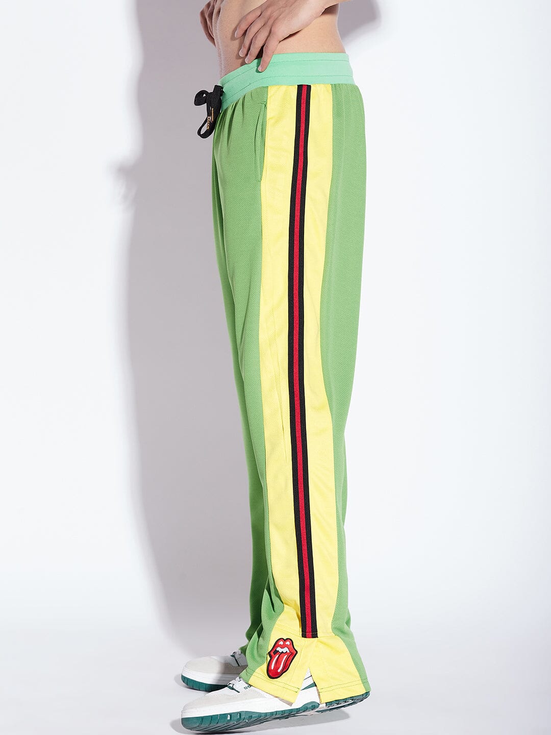 Bright Green Mesh Boot Cut Trackpant | Buy Wide Legged Trousers | Fugazee –  FUGAZEE