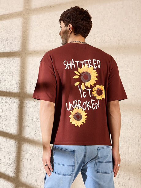 Brown Sunflower Oversized Tshirt T-shirts Fugazee 