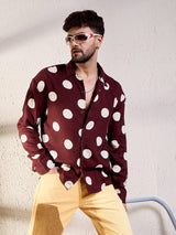 Maroon Polka Cuban Shirt Shirts Fugazee 