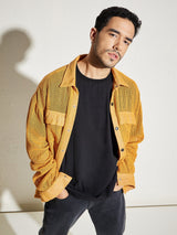 Mustard See Through Lace OverShirt