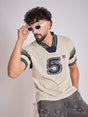 Cream Vintage Sports Knitted Jersey T-Shirts Fugazee 