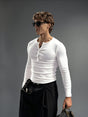 White Ribbed Henley Longsleeves Tshirt T-Shirts Fugazee 