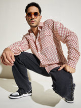 Red Checkered Lace Overshirt Shirts Fugazee 