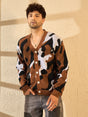 Brown Abstract Knitted Cardigan Sweaters Fugazee 
