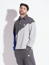 Grey Cut Sew Polo Sweatshirt