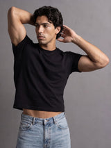 Black Solid Cropped Tshirt T-Shirts Fugazee 