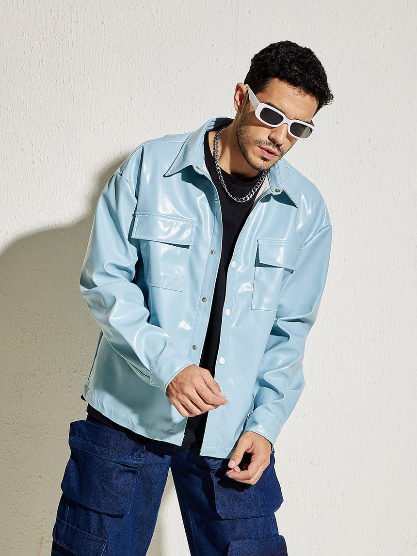 Ice Blue Pu Overshirt Shirts Fugazee 