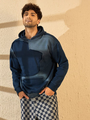 Navy Faded Heavyweight Cut Sew Oversized Hoodie Sweatshirts Fugazee 