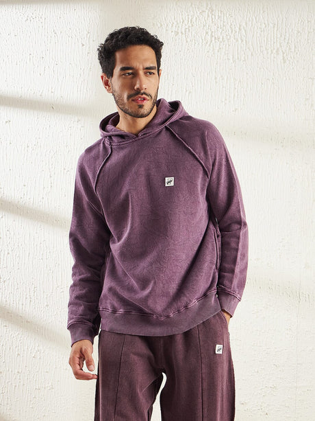 Mauve Dyed Raw Edge Raglan Hoodie Sweatshirts Fugazee 
