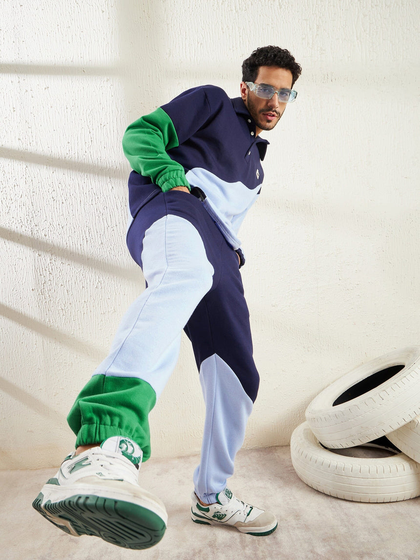 Blue Cut Sew Oversized Matching Tracksuit Tracksuits Fugazee 