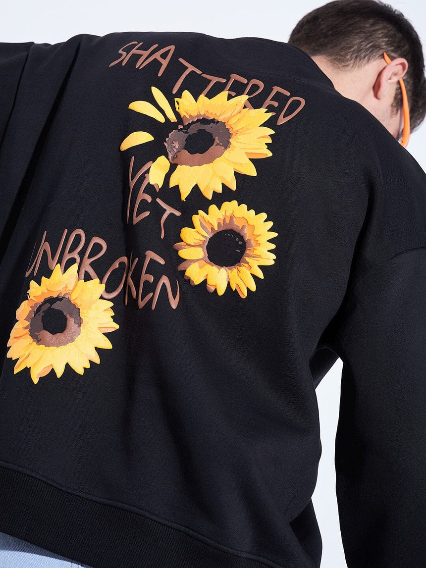 Black Sunflower Oversized Sweatshirt Sweatshirts Fugazee 