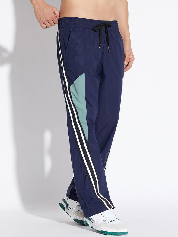 Navy Parachute Taped Trackpants